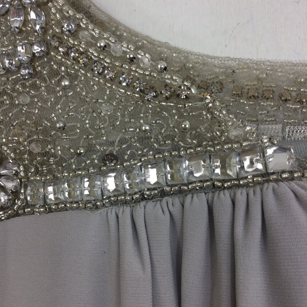Js Boutique Beaded Neck Embellished Sleeveless Scoop Neck Shift Dress Gray 10 — image 6 of 8
